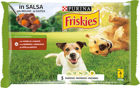 Friskies Wet Dog Food in Pouches with Lamb and Carrot 4x100g