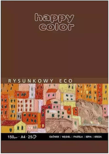 Happy Color Χαρτόνι Floral A4 σε Μπλοκ 25 Φύλλων Κίτρινο
