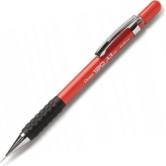 Pentel Μηχανικό Μολύβι Σχεδίου Μεταλλικό 0.3mm 1τμχ Κόκκινο