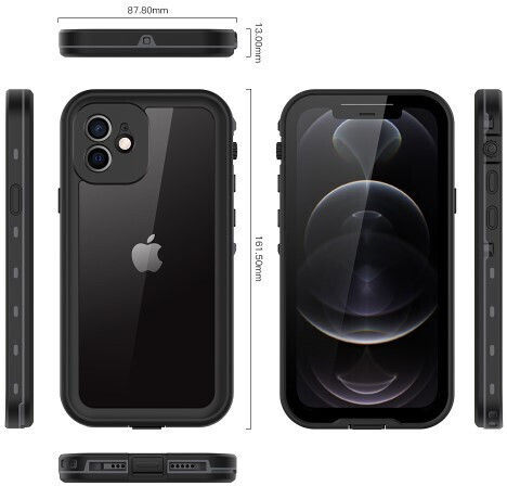 Redpepper Dot+ 360 Full Cover Πλαστικό Αδιάβροχο Μαύρο (iPhone 12)