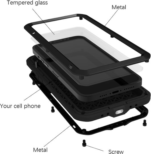 Love Mei Back Cover Μεταλλικό Μαύρο (iPhone 13 Pro)