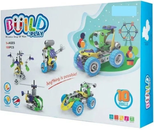 Hanye Παιχνίδι Κατασκευών Πλαστικό Build & Play 10 Συναρμολογούμενα Οχήματα με Μηχανισμό Κίνησης
