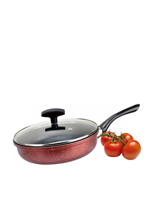 Pfanne mit Deckel Rosberg R51319g22cd 22 cm Tiefe Marmor-Beschichtung Induktion Bordeaux Melange