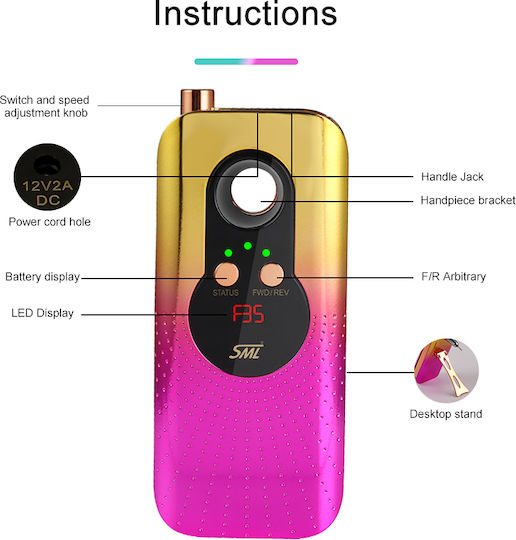 SML Nail Drill Battery 30W with 35000 Rotations per Minute