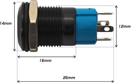 Led Fog Light Switch 12mm Momentary