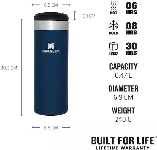 Stanley AeroLight Transit Stainless Steel Thermos Bottle BPA Free 470ml Hot Coral