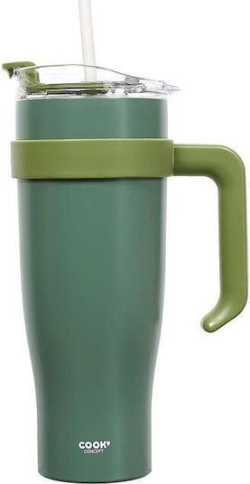 Cook Concept Handled Tumbler Stainless Steel / Plastic 1.2L Green with Handle and Straw