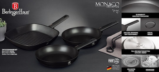 Berlinger Haus Monaco Collection Σετ Τηγάνια από Αλουμίνιο Monaco Collection με Επίστρωση από Πέτρα 3τμχ