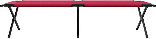 Folding Guest Bed Campaign Single Red Set 2 Pieces 210x80x46cm