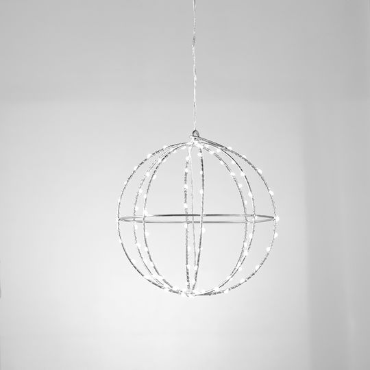 Aca "20cm Silver Ball" 96 Mini LED Lights CW Silver Copper Wire Adapter 4.5VDC IP44 3m Transparent Cable