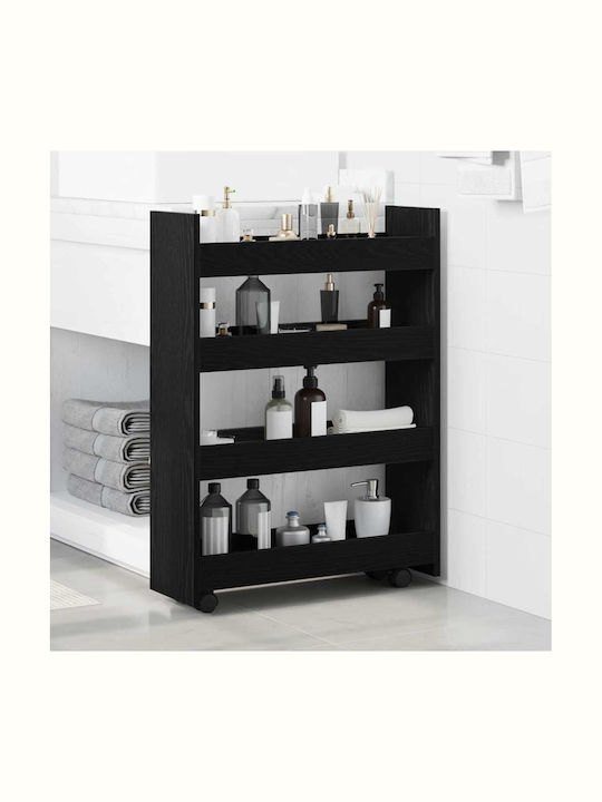vidaXL Wooden Kitchen Trolley 4 Tiers Black 60x20x82cm