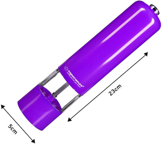 Esperanza Malabara Electric Pepper Mill Plastic in Purple Color 23cm