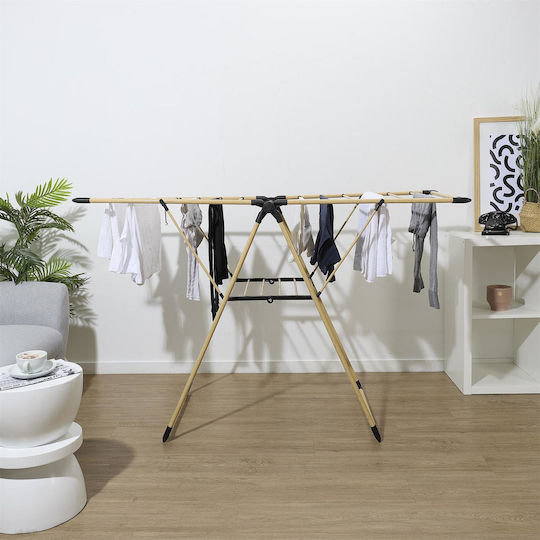 Folding Floor Metallic Clothes Drying Rack with 13m Hanging Length