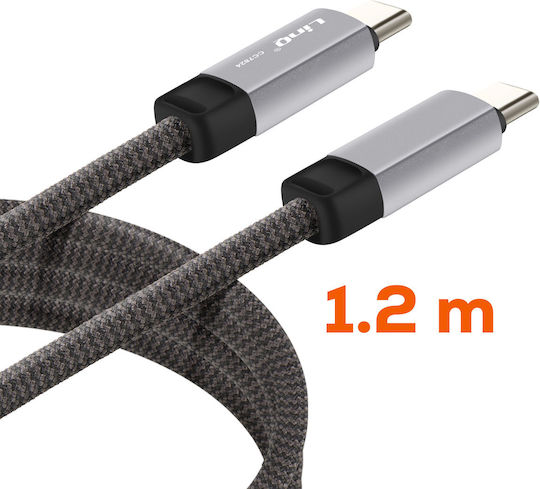 Linq USB Typ-C Zu USB Typ-C 4a Schnelles Laden 80w Kabel In Geflochtenem Nylon 1,2m Schwarzes