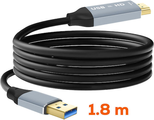 Linq Hdmi To Usb-a Video Cable Full Hd 1080p Resolution 1.8m Black