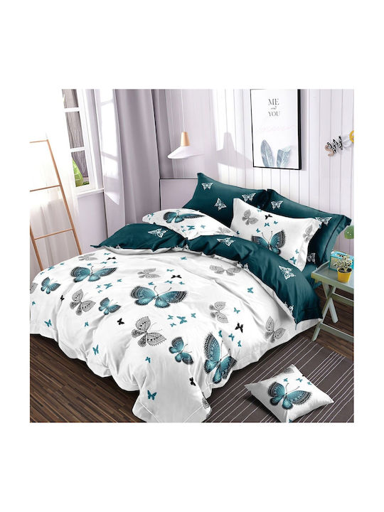Kotonia Home Set Husă de Pilotă Dublă cu 4 Fețe de Pernă & 1 Cearsaf 200x230 Yoyo Butterfly