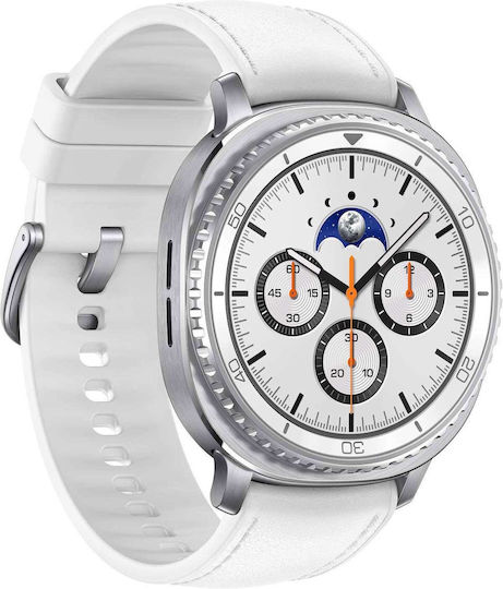 Samsung Galaxy Watch8 Classic Stainless Steel 46mm Waterproof with eSIM and Heart Rate Monitor (White)