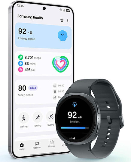 Samsung Galaxy Watch8 LTE Aluminium 40mm Αδιάβροχο με eSIM και Παλμογράφο (Ασημί - S/M)