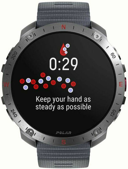 Polar Grit X2 Pro Stainless Steel 49mm Αδιάβροχο Smartwatch με Παλμογράφο (S/L Grey Silicone Strap)