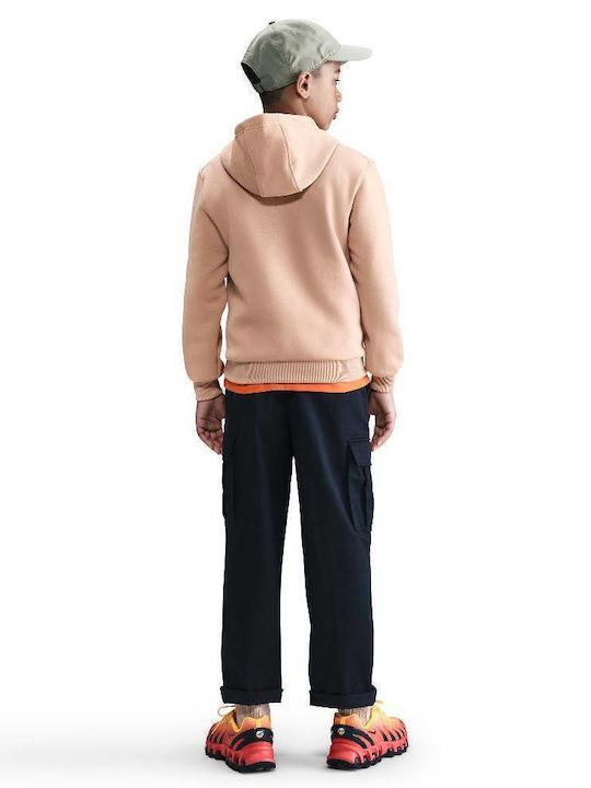 Fleece Παιδικό Φούτερ με Κουκούλα και Τσέπες Hemp / White Sportswear Club
