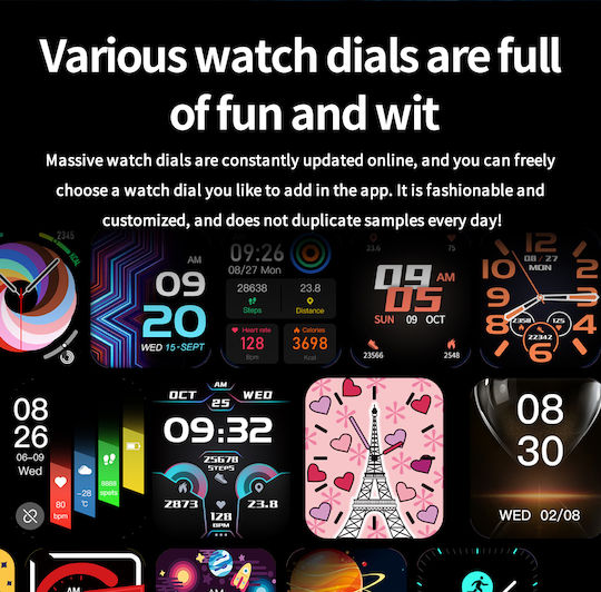 Aluminium Smartwatch με Παλμογράφο (Μαύρο)