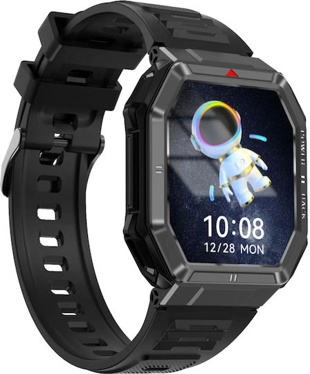 UrbanFiT Aluminium Smartwatch with Heart Rate Monitor (Black)