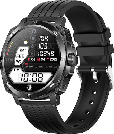 Aluminium Smartwatch με Παλμογράφο (Μαύρο)