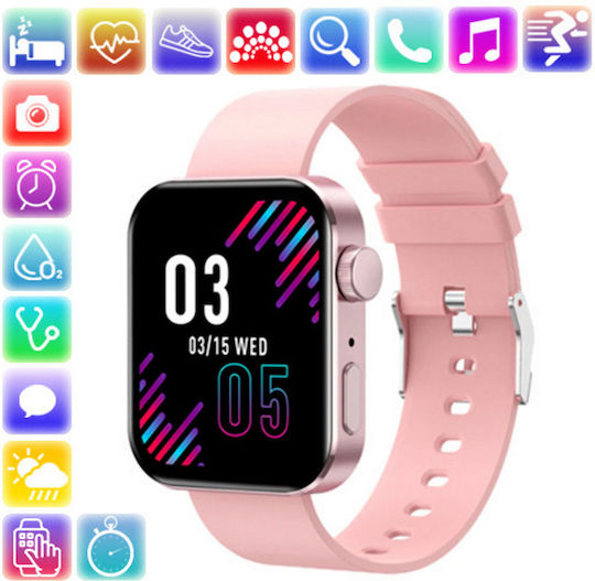 Smartwatch Intelligente Klasse Kollektion Kn200 Idealstore Voll-Touchscreen 1,72 Zoll Bluetooth Anruf SMS Android-iOS Herzfrequenzuhr Kalorien Distanz Schrittzähler Blutdruck IP68 Finde Armband-Telefon Rosa