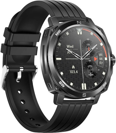Aluminium Smartwatch με Παλμογράφο (Μαύρο)