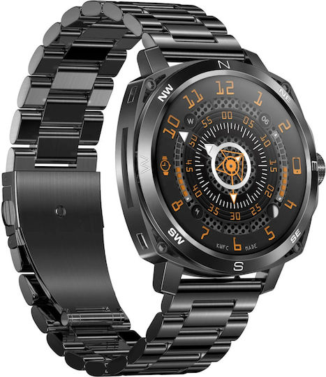 Aluminium Smartwatch με Παλμογράφο (Μαύρο)