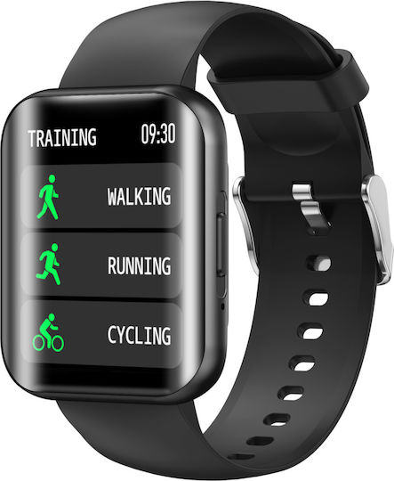 New FiT Aluminium Smartwatch με Παλμογράφο (Μαύρο)
