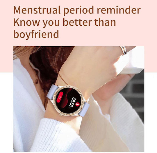 Smartwatch Idealstore Ladywatch Call Notification Call Rejection Message Notification Display Health Monitoring Pedometer Sports Modes Sleep Analyzer Weather Forecast Temperature Sensor Sedentary Reminder Silver Color