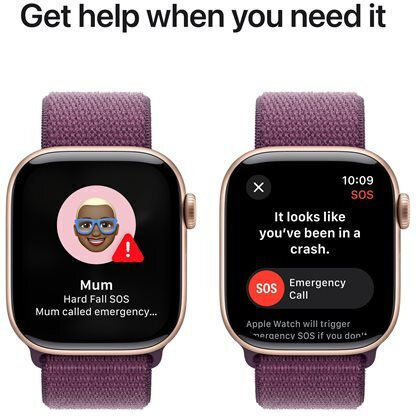 Apple Watch Series 10 Cellular Aluminium 42mm Wasserdicht mit eSIM und Pulsmesser (Rose Gold with Plum Sport Loop)