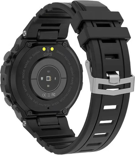 Aluminium Smartwatch με Παλμογράφο (Μαύρο)