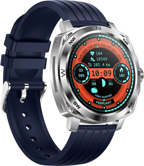 RisenFiT Aluminium Smartwatch με Παλμογράφο (Ασημί)