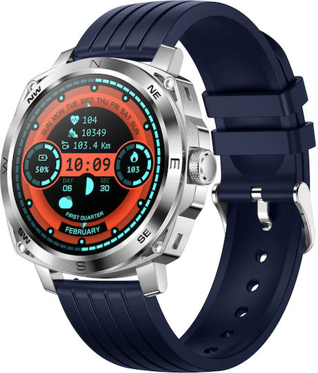 RisenFiT Aluminium Smartwatch με Παλμογράφο (Ασημί)