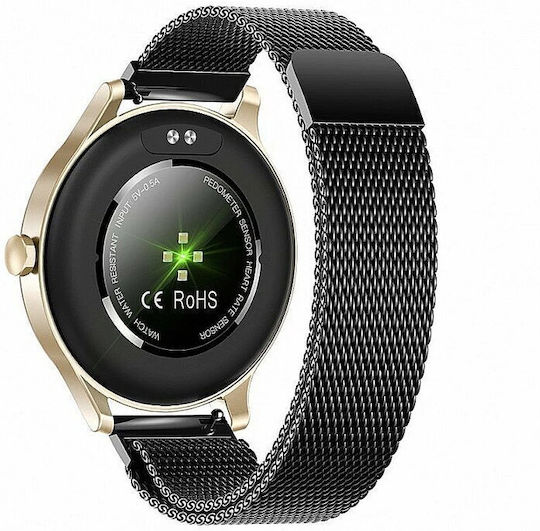 Garett Classy Edelstahl Wasserdicht Smartwatch mit Pulsmesser (Gold / Black)