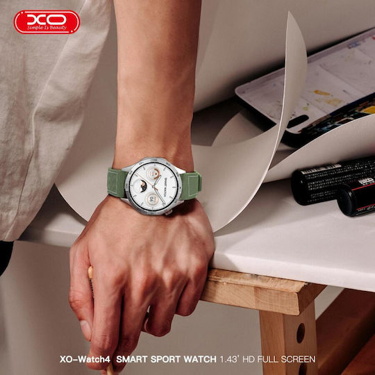 XO Watch 4 46mm με Παλμογράφο (Πράσινο)