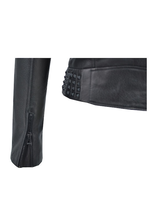 Κωδικος Δερμάτινο Γυναικείο Biker Jacket Μαύρο