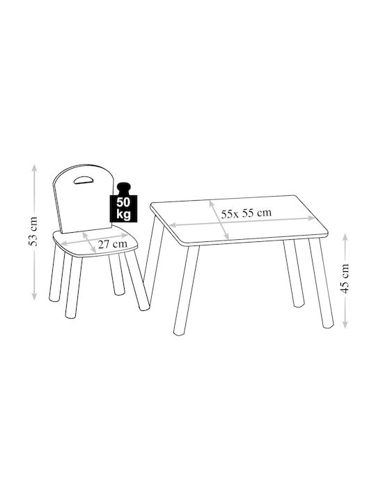 Alpaka Kids Table and Chairs Set made of Wood Gray Kesper