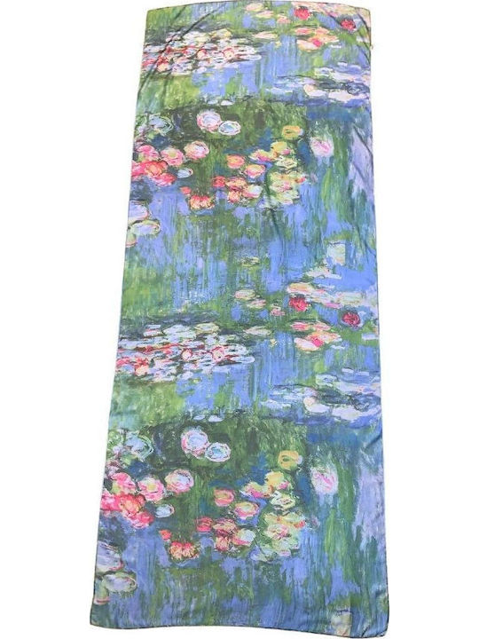 Two-sided Painted Scarf Dacali Silk Fu Blue