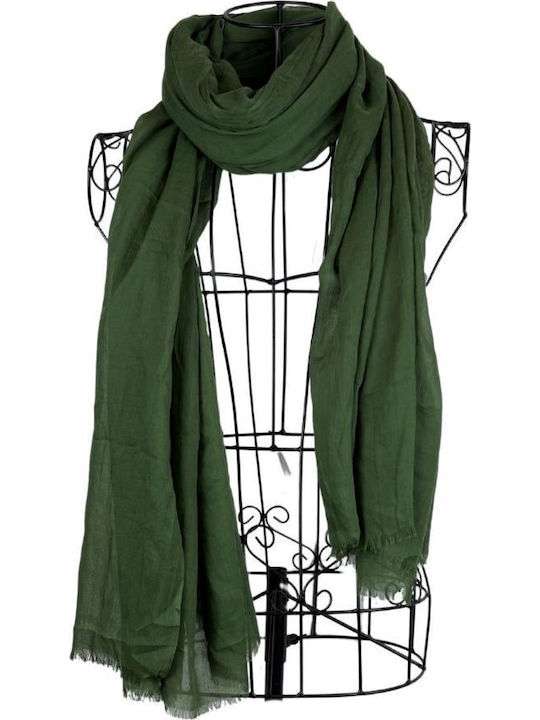 Solid Women's Scarf 25vm Olive Green 180 X 95 Cm
