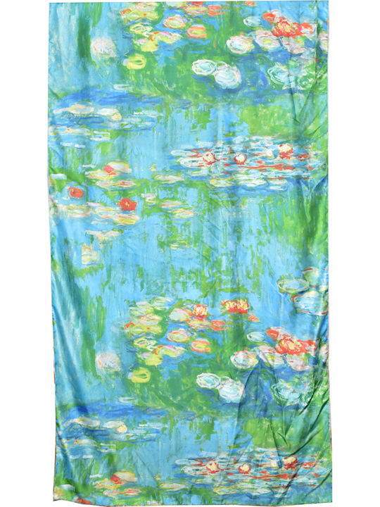 Two-sided Painted Scarf Dacali Silk Fu Blue