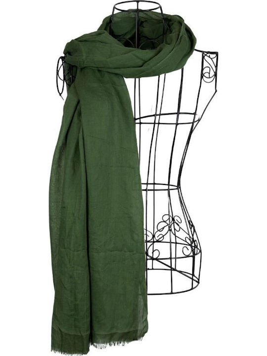 Solid Women's Scarf 25vm Olive Green 180 X 95 Cm