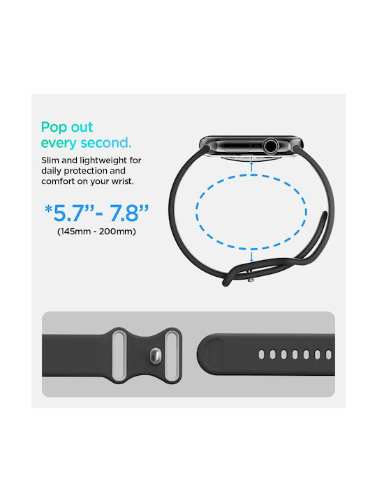 Spigen Nano Pop Strap Silicone Black (Apple Watch 6, 7, 8, 9, 10, SE, Ultra 1, 2)