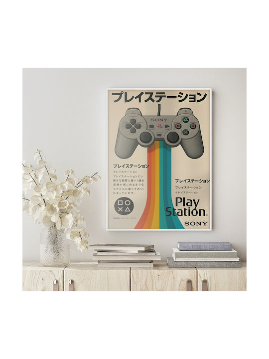 Gaming Poster Playstation 1 Controller Japanese Edition Gm2385 21cm X 30cm White Frame PVC