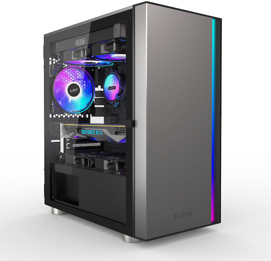 PCCOOLER LM300G Gaming Mini Tower Κουτί Υπολογιστή με Πλαϊνό Παράθυρο και ARGB Φωτισμό Μαύρο