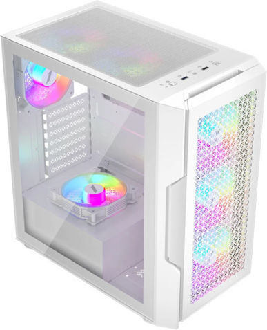 1STPLAYER TRILOBITE T7 Gaming Midi Tower Κουτί Υπολογιστή με Πλαϊνό Παράθυρο και RGB Φωτισμό Λευκό