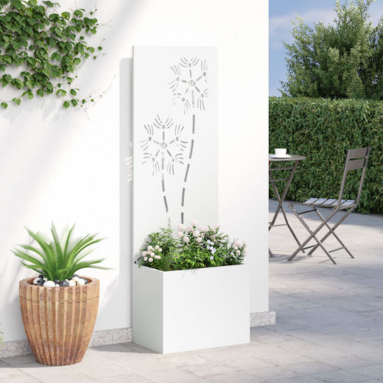 vidaXL Γλάστρα Μεταλλική Λευκό 50x140x140εκ.