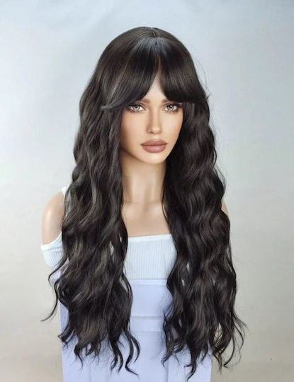 Hair Duty Wig with Synthetic Hair in Dark Chestnut Color 75cm